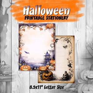 Papelería de Halloween imprimible - Papel para cartas - Membretes - 18 diseños - 8,5 x 11 pulgadas - Uso comercial, Páginas imprimibles, Papel de Halloween