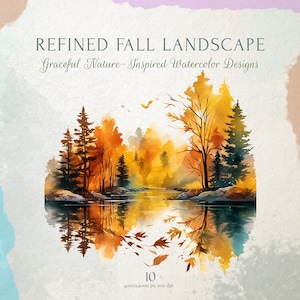 Watercolor Autumn Clipart - Watercolor Forest - Fall Landscapes - Autumn Forest - Watercolor Fall - Halloween Clipart - Autumn Landscape