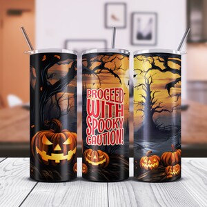 Halloween Tumbler Wrap Spooky Fall PNG Skinny 20 oz Tumbler Sublimation Design Straight Tumbler Wrap Digital Download PNG, Pumpkin Wrap