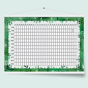Evergreen Leaf Perpetual Calendar: Wall Planner with Hangers