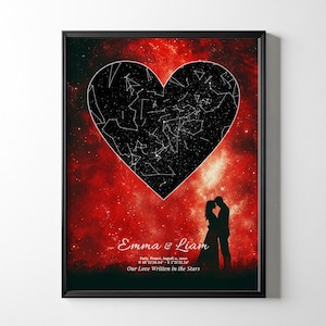 Valentines Day Star Map, Custom Star Map, Gift for Couple, Night Sky Print, Star Map, Constellation Map, Wedding Gift, Anniversary Gift