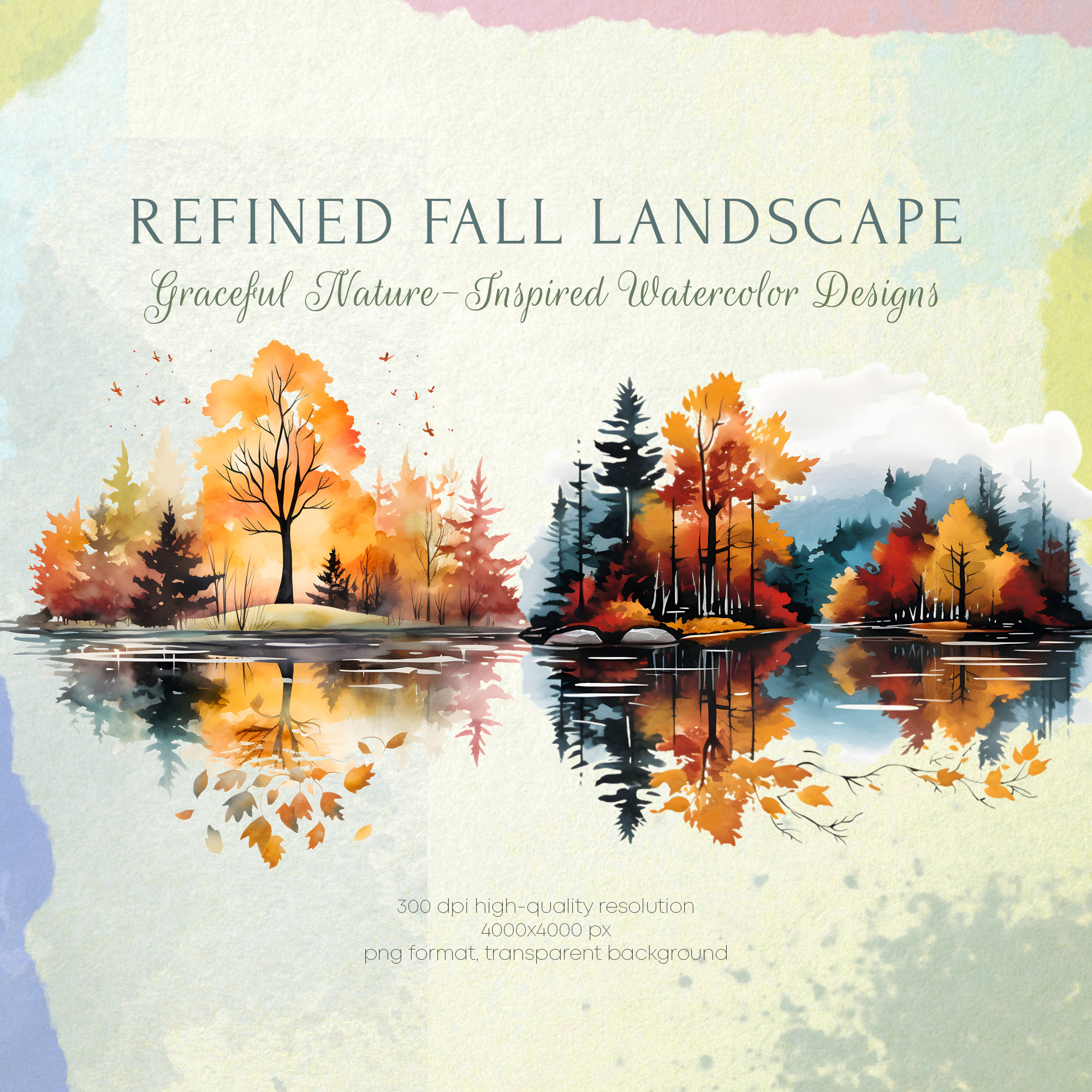 Watercolor Autumn Clipart Watercolor Forest Fall - Etsy