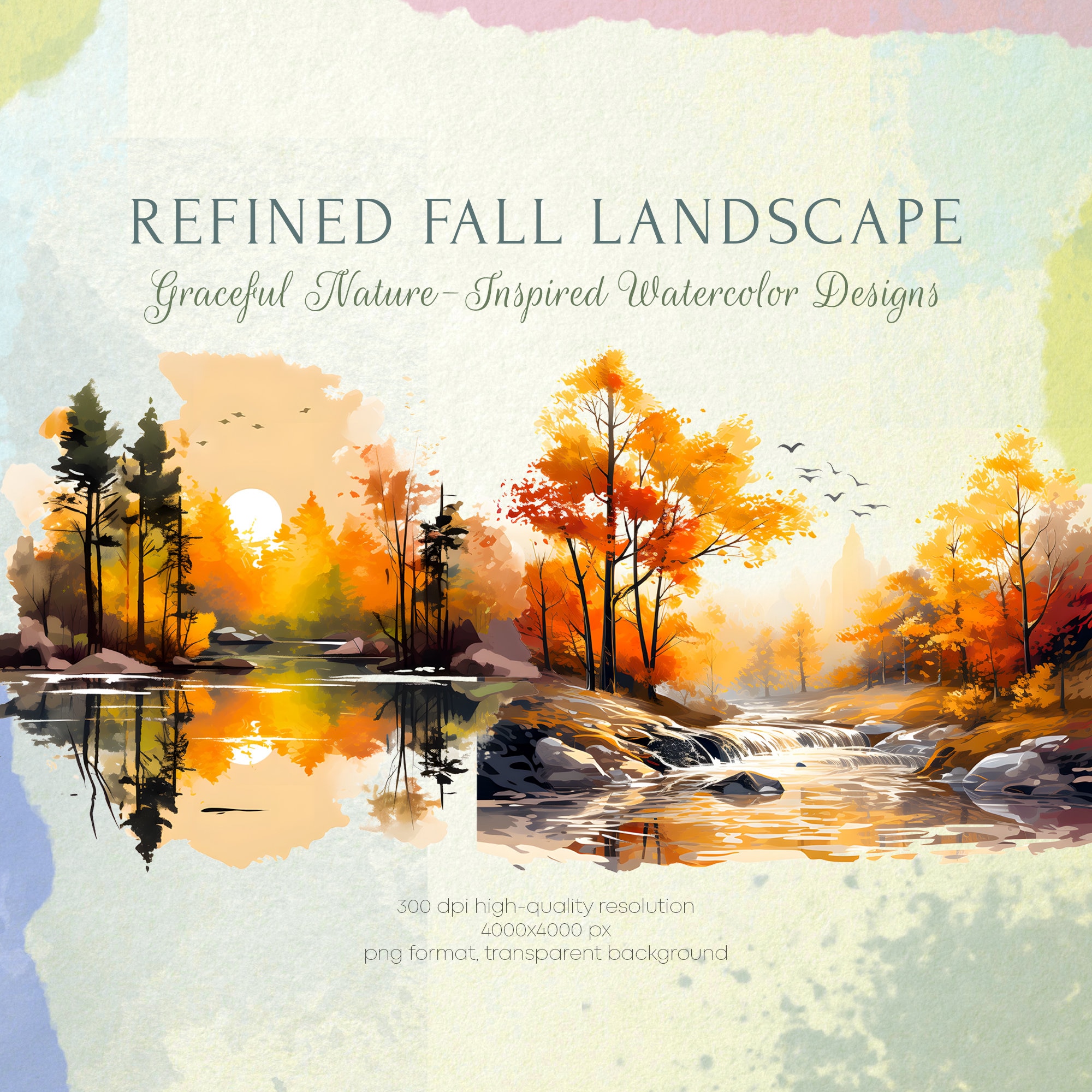 Watercolor Autumn Clipart Watercolor Forest Fall - Etsy