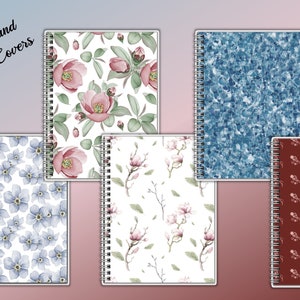 5 Digital Planner and Spiral Notebook Covers |  PNG Files for Goodnotes, Notability, Digital Readers