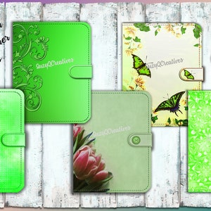 5 Green Digital Planner Notebook Covers |  PNG Files for Goodnotes, Notability, Digital Readers
