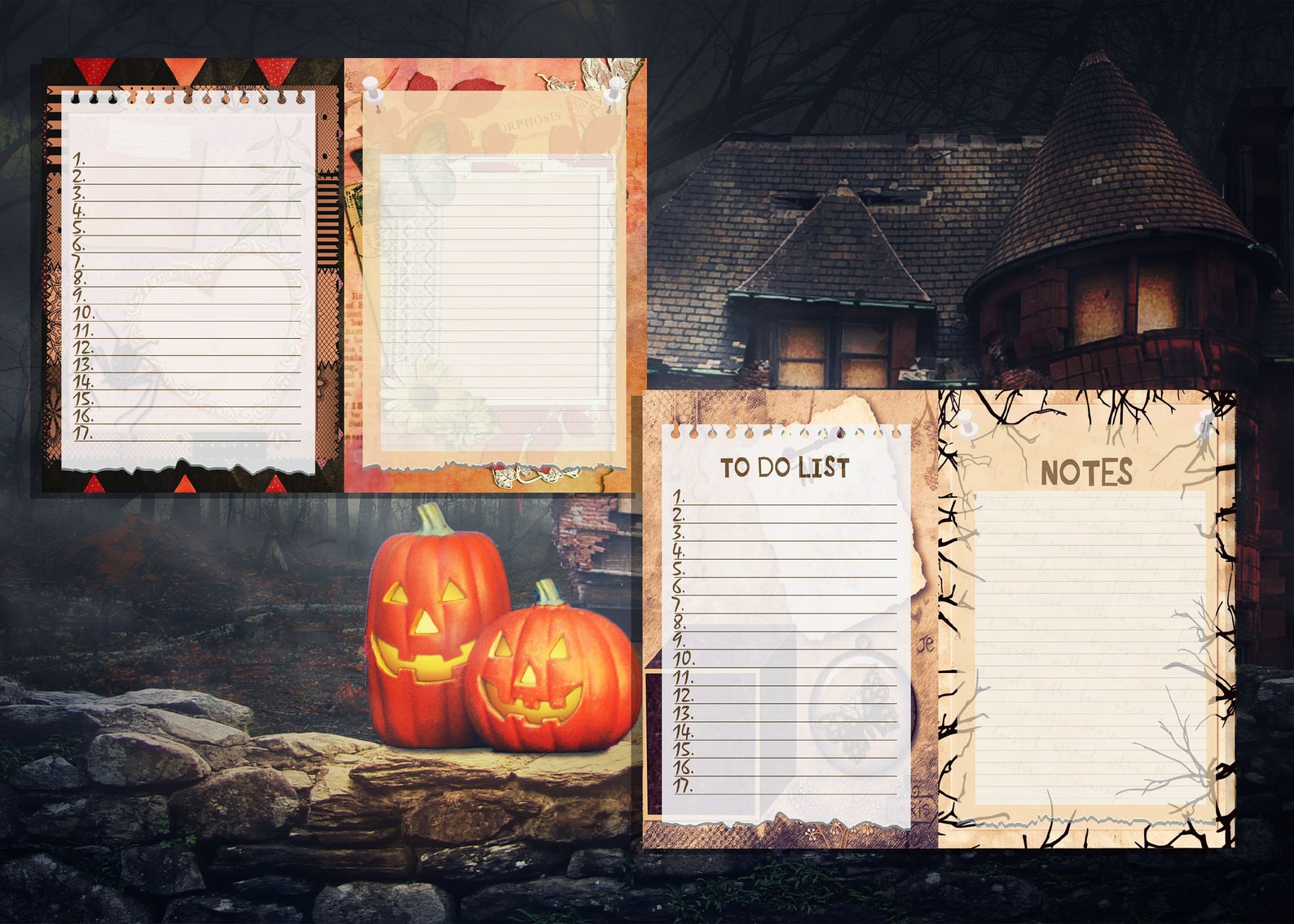 Halloween Notes Printable Kit: Spooky Theme for Lists and | Etsy