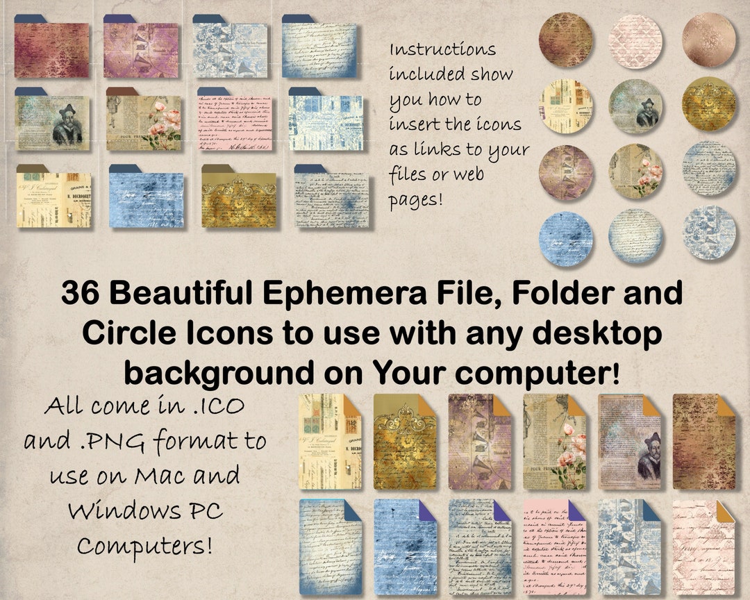 36 Ephemera Folder, File and Circle Icons to Decorate Your Computer's
