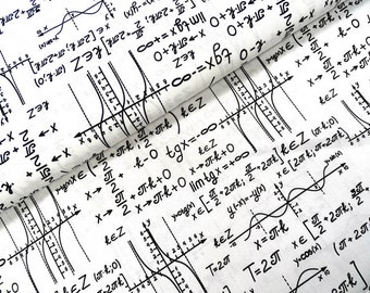 Baumwollstoff Mathematik Koordinatensystem weiß