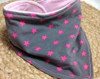 Neckerchief baby girls triangular scarf for turning stars pink gray