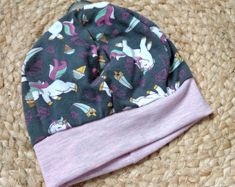 Hat girls baby balloon hat size 43-45 cm unicorn pink gray