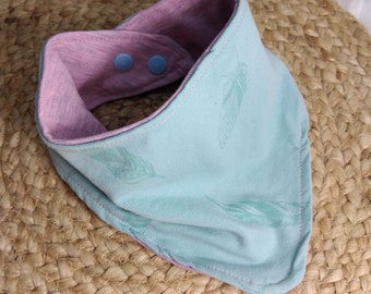 Baby neckerchief triangular scarf girls feathers lilac mint