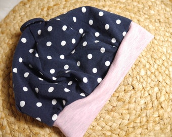 Balloon cap hat girls size 47-49 cm dots blue pink