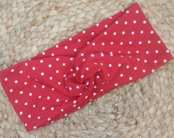 Headband girl baby size 44-46 cm dots red white