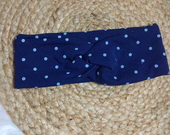 Headband girls warm winter size 50-52 cm dots blue