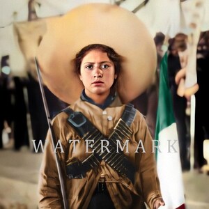 Adela Velarde Perez - DIGITAL DOWNLOAD Custom Colorized Digital Photo Painting Viva Cristo Rey