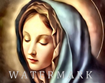 Custom DIGITAL DOWNLOAD Digital Oil Painting of the Most Blessed Virgin Mary