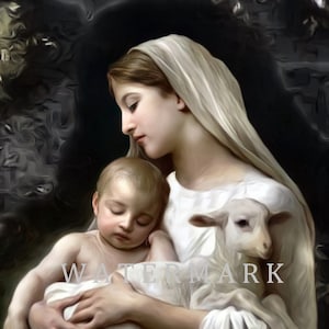 Customized DIGITAL DOWNLOAD Digital Oil Painting of the Virgin Mary and Baby Jesus