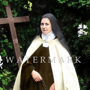 St. Therese of Lisieux the Little Flower DIGITAL DOWNLOAD Custom Colorized Digital Photo Painting