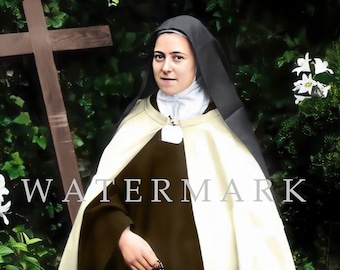 St. Therese of Lisieux the Little Flower DIGITAL DOWNLOAD Custom Colorized Digital Photo Painting