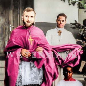 DIGITAL DOWNLOAD Custom Colorized Photo Painting SSPX Catholic Archbishop Marcel Lefebvre