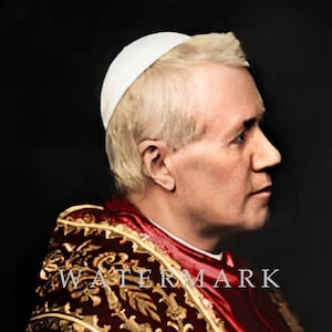 Custom Colorized DIGITAL DOWNLOAD Digital Photo Painting of Pope St. Pius X