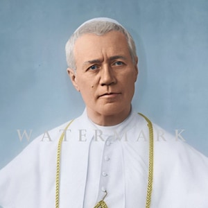 Custom Colorized Digital Photo Painting of Pope St. Pius X  Digital Photo Painting