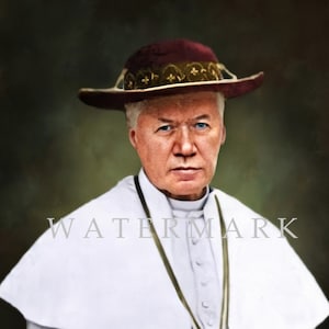 Custom Colorized Digital Photo Painting of Pope St. Pius X  Digital Photo Painting