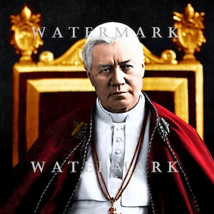 Custom Colorized Digital Photo Painting of Pope St. Pius X  Photo