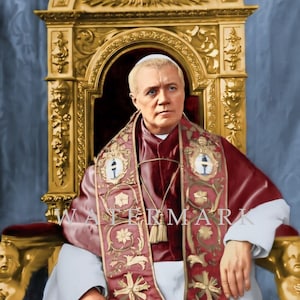 Custom Colorized Digital Photo Painting of Pope St. Pius X  Digital Photo Painting