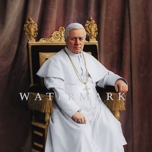 Custom Colorized Digital Photo Painting of Pope St. Pius X  Digital Photo Painting