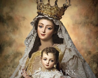 Custom DIGITAL DOWNLOAD Digital Oil Painting of Our Lady of Mount Carmel