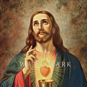 Most Sacred Heart of Jesus - Last Supper Customized and Restored Digital Oil Painting DIGITAL DOWNLOAD