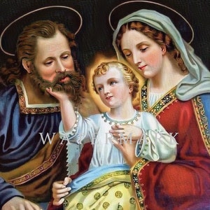 Customized and Restored Digital Oil Painting of the Holy Family - Jesus, Mary and Joseph DIGITAL DOWNLOAD