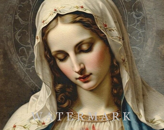 The Immaculate Heart of Mary Custom Digital Oil Painting DIGITAL ...