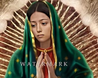 Custom DIGITAL DOWNLOAD Digital Oil Painting of the Blessed Virgin Mary - Our Lady of Guadalupe