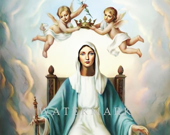 The Most Blessed Virgin Mary Queen of Heaven Custom Digital Oil ...