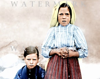 Jacinta and Lucia of Fatima  DIGITAL DOWNLOAD Custom Colorized Digital Photo Painting