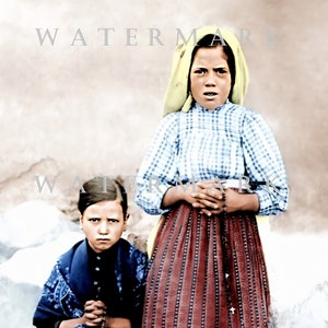 Jacinta and Lucia of Fatima  DIGITAL DOWNLOAD Custom Colorized Digital Photo Painting