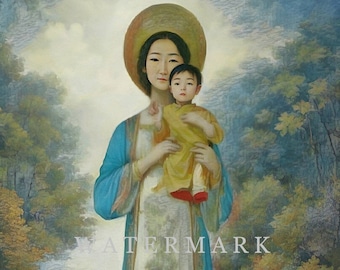 Our Lady of Lavang Custom Digital Oil Painting DIGITAL DOWNLOAD