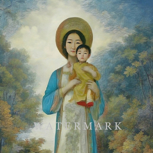 Our Lady of Lavang Custom Digital Oil Painting DIGITAL DOWNLOAD