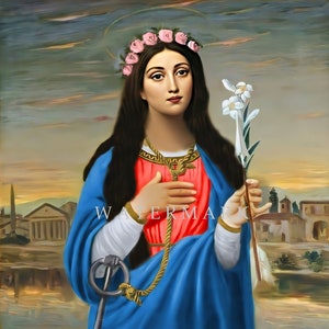 St. Philomena Customized and Restored DIGITAL DOWNLOAD Digital Oil Painting