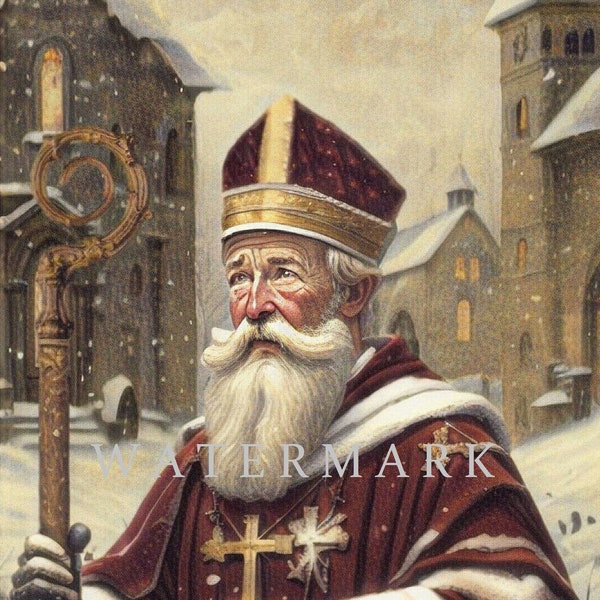 St. Nicholas of Bari - St. Nicholas of Myra - Santa Claus - Custom Digital Oil Painting DIGITAL DOWNLOAD