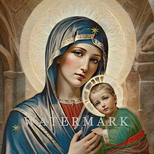 Nuestra Señora del Perpetuo Socorro Pintura al óleo digital personalizada DESCARGA DIGITAL