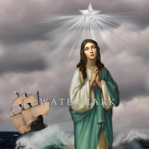 海の星の聖母 - カスタムデジタル油絵 - デジタルダウンロード - 最も祝福された聖母マリア