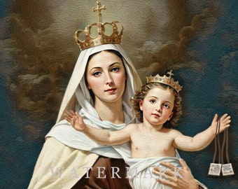 Our Lady of Mount Carmel Custom Digital Oil Painting DIGITAL DOWNLOAD