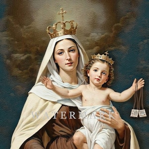 TÉLÉCHARGEMENT NUMÉRIQUE de peinture à l'huile numérique personnalisée Notre-Dame du Mont Carmel