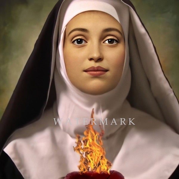 St. Margaret Mary Alacoque - Sacred Heart of Jesus Custom DIGITAL DOWNLOAD Digital Oil Painting