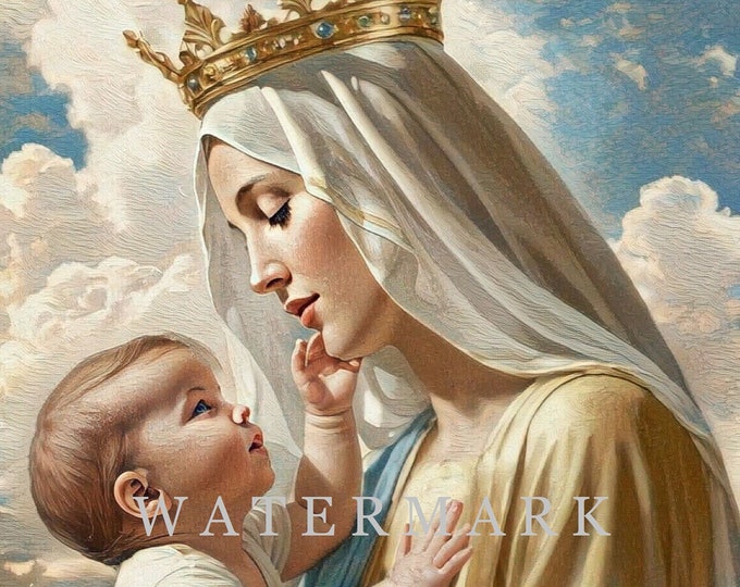 The Most Blessed Virgin Mary and Baby Jesus Custom Digital Oil Painting ...