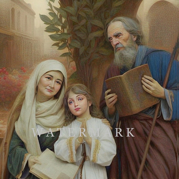 St. Anne and St. Joachim and the Child Mary Custom Digital Oil Painting DIGITAL DOWNLOAD