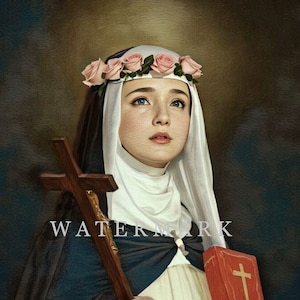 Santa Rosa de Lima Pintura al óleo digital personalizada DESCARGA DIGITAL